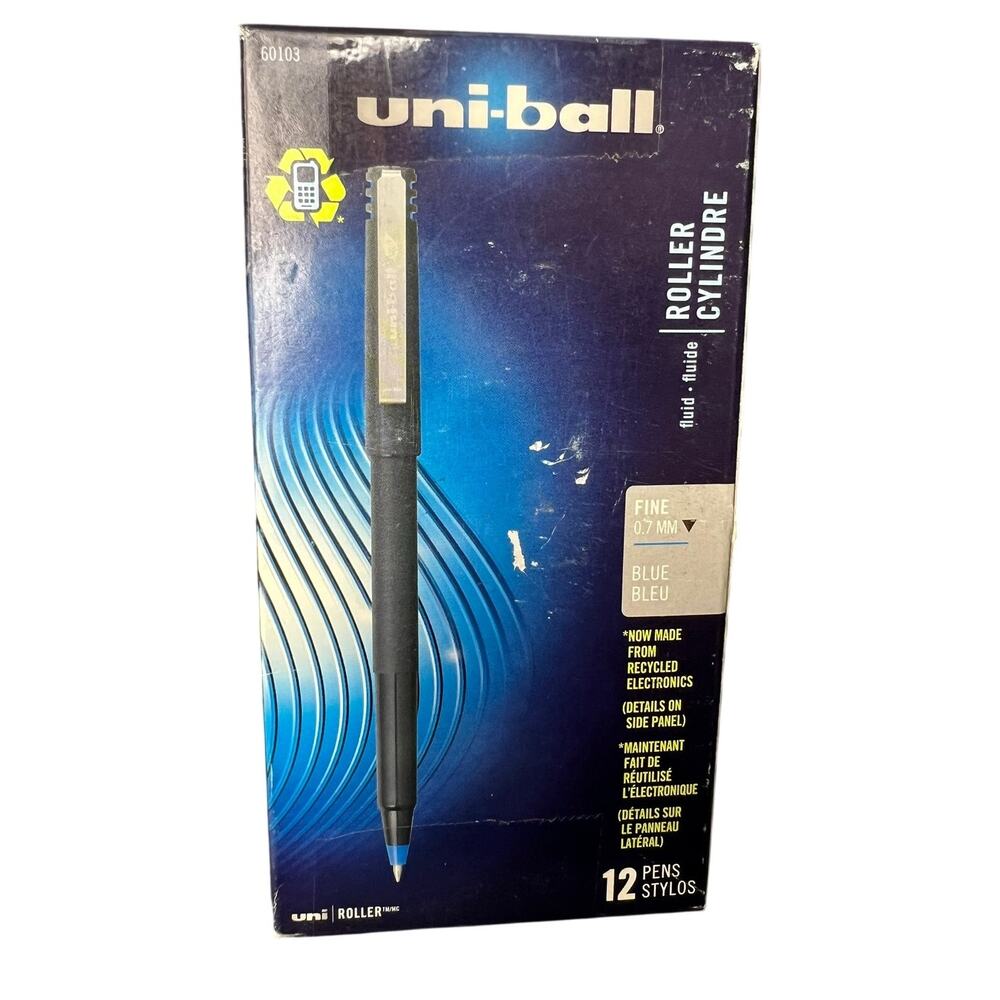 Vintage Uniball Pens .7 mm 12  Fine Tip Blue NOS Sealed